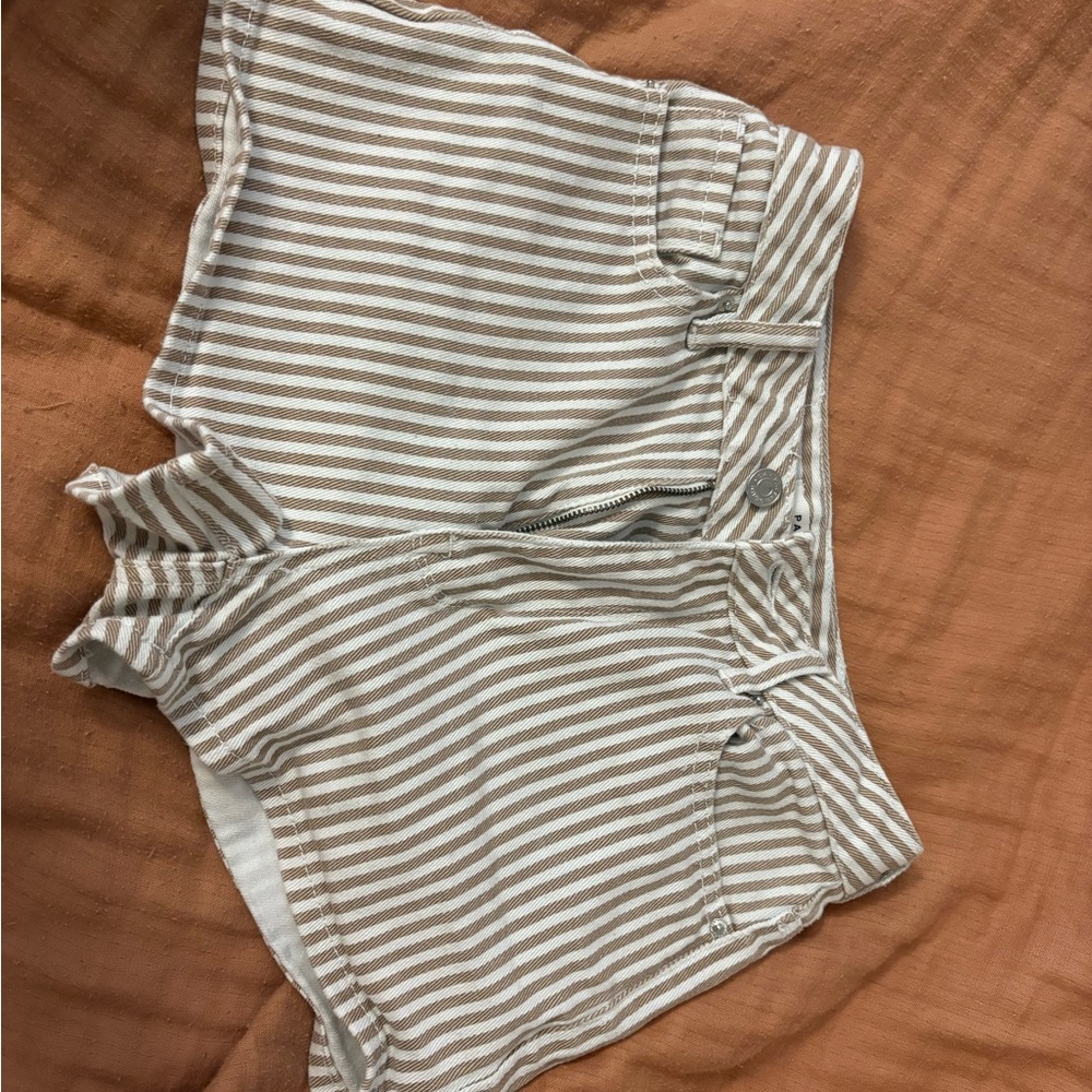 PacSun Striped Cream and White Jean Shorts